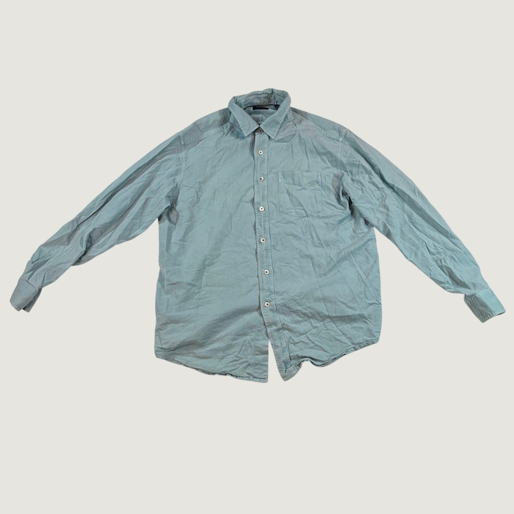 Indigo Palms Mens XL Button Down Shirt Light Blue Textured Long Sleeve P13